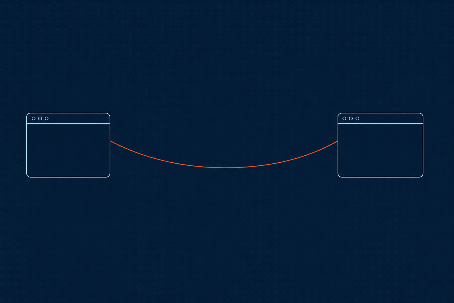 Two coding-agent windows joined by a glowing rope carrying a context handoff.